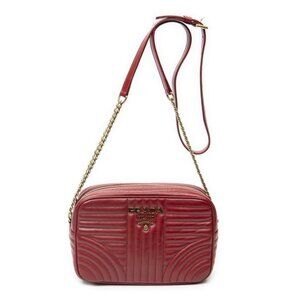 Prada Camera Bag Red Quilted Diagram Leather